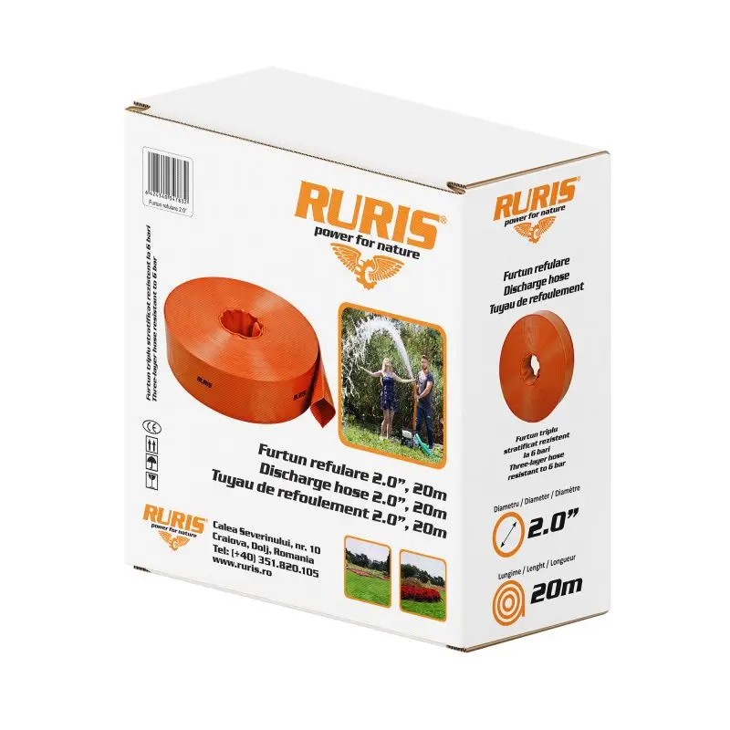 Furtun de refulare pentru motopompă RURIS - 2", 20 m