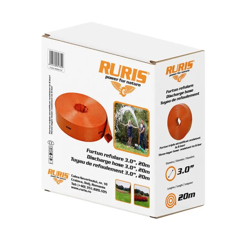 Furtun de refulare pentru motopompă RURIS - 3", 20 m