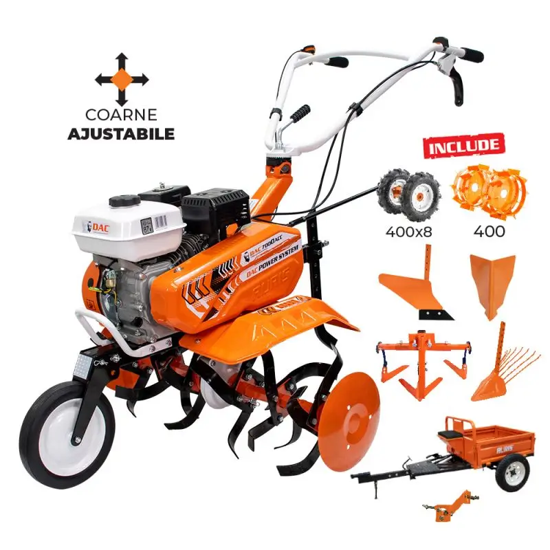 Motosapă DAC 7000 ACC4 - 7 CP, lățime 83 cm + roți cauciuc 4.00-8 + rariță