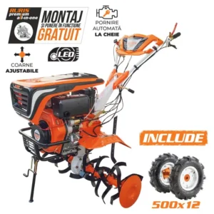 Motosapă RURIS 1001KSD Start - 11 CP, lățime 125 cm + roți cauciuc 5.00-12