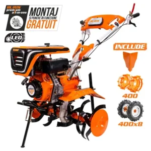 Motosapă RURIS 651KSD - 6 CP, lățime 100 cm + roți cauciuc 4.00-8 + rariță