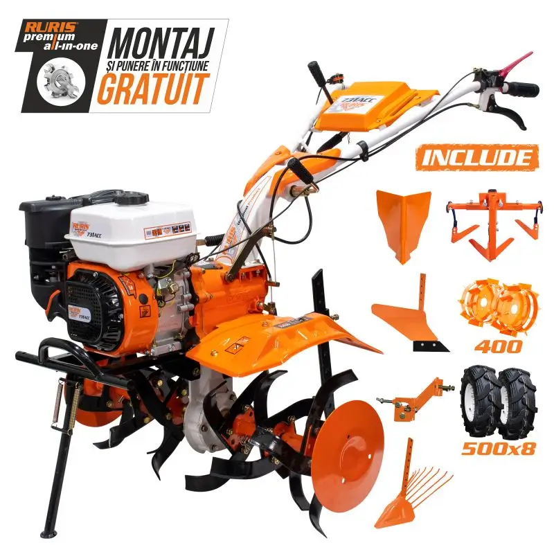 Motosapă RURIS 731 ACC1 - 8,5 CP, lățime 83 cm + roți cauciuc 5.00-8 + rariță
