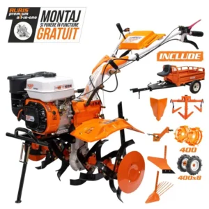 Motosapă RURIS 731 ACC3 - 8,5 CP, lățime 83 cm + roți cauciuc 5.00-8 + rariță
