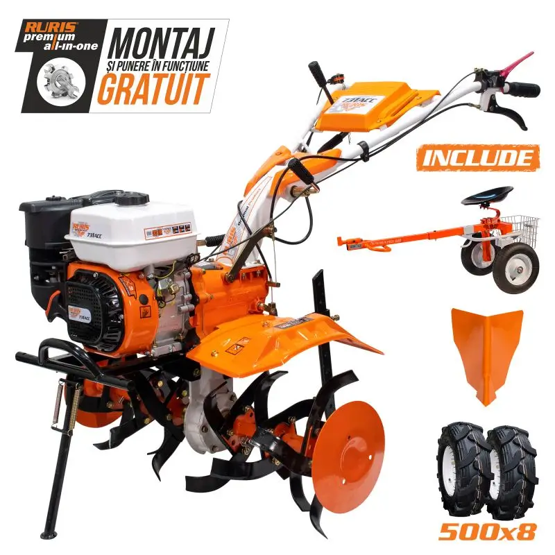 Motosapă RURIS 731K ACC2 - 8,5 CP, lățime 83 cm + roți cauciuc 5.00-8 + rariță