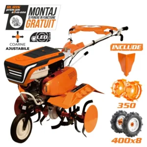 Motosapă RURIS 7500 ACC1 - 7 CP, lățime 83 cm + roți cauciuc 4.00-8 + rariță