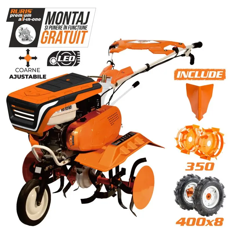 Motosapă RURIS 7500 ACC1 - 7 CP, lățime 83 cm + roți cauciuc 4.00-8 + rariță