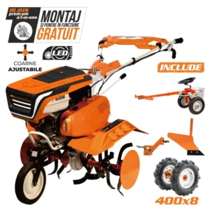 Motosapă RURIS 7500 ACC2 - 7 CP, lățime 83 cm + roți cauciuc 4.00-8 + plug
