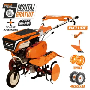 Motosapă RURIS 7500 ACC4 - 7 CP, lățime 83 cm + roți cauciuc 4.00-8 + plug